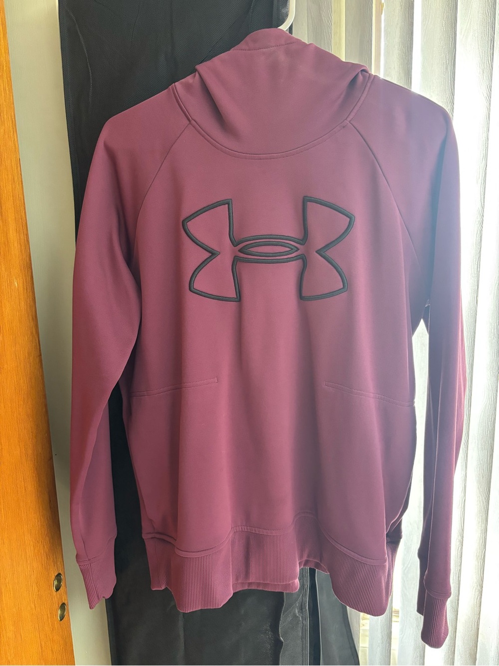 Under Armour Burgundy Fleece Pullover with Black Logo